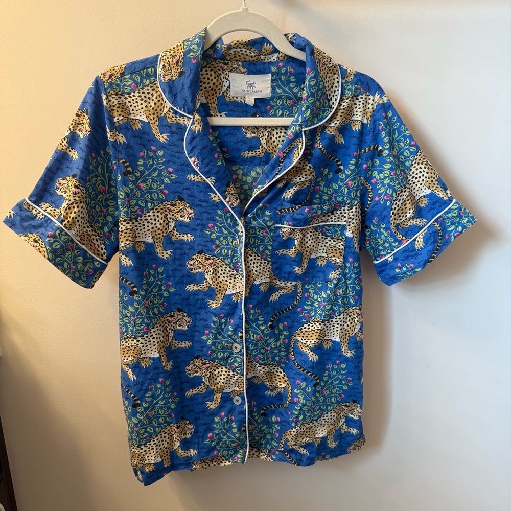 Printfresh Blue Bagheera Organic Cotton Pajama Set Size Small - Picture 3 of 10